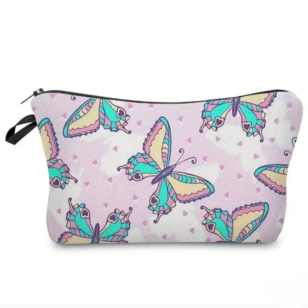 Cute Butterfly Cosmetic Bag Makeup Pouch Organizer Travel Zipper Pouch Pink‎
